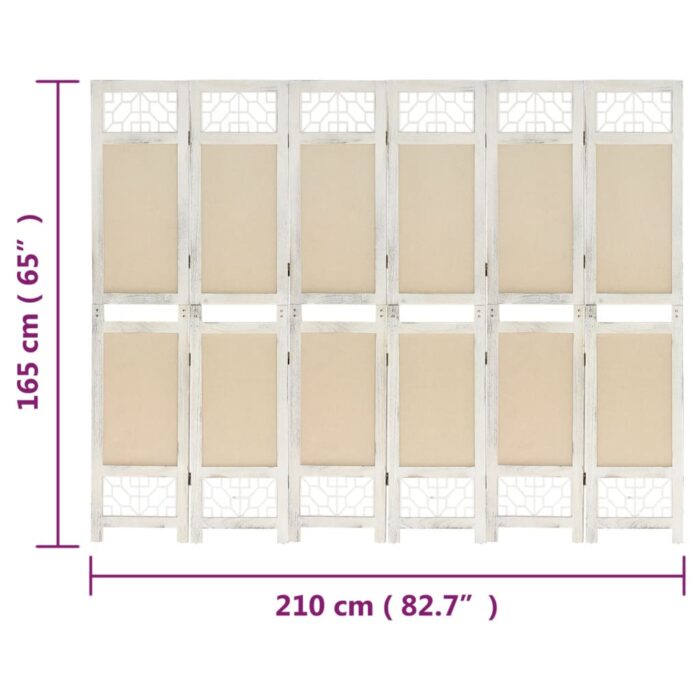 Διαχωριστικό Δωματίου με 6 Πάνελ Κρεμ 210 x 165 εκ. Υφασμάτινο - Image 7