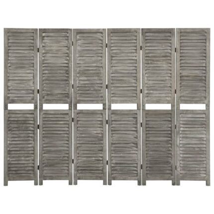 vidaXL Διαχωριστικό Δωματίου με 6 Πάνελ Γκρι 214 x 166 εκ. Μασίφ Ξύλο