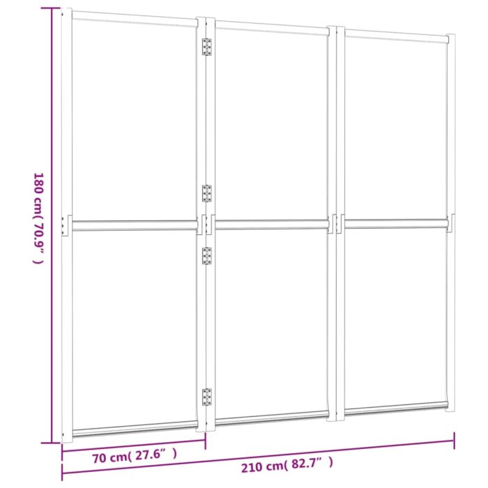 Διαχωριστικό Δωματίου με 3 Πάνελ Μαύρο 210 x 180 εκ. - Image 7