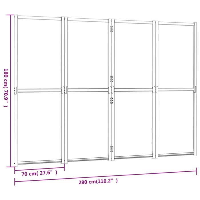 Διαχωριστικό Δωματίου με 4 Πάνελ Μαύρο 280 x 180 εκ. - Image 7
