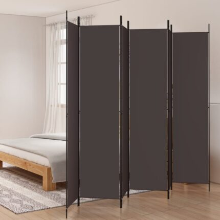 vidaXL Διαχωριστικό Δωματίου με 6 Πάνελ Καφέ 300x220 εκ. από Ύφασμα
