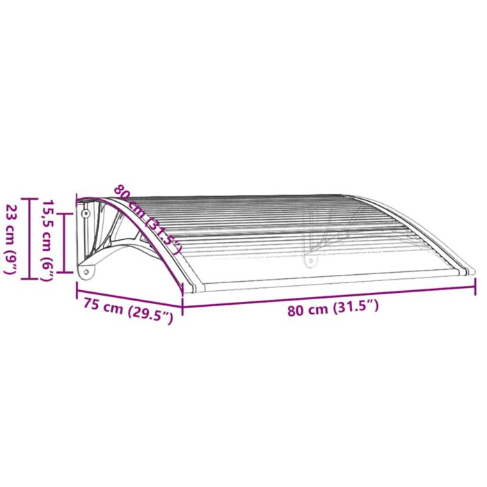 Στέγαστρο Πόρτας Γκρι & Διαφανές 80 x 75 εκ. από Πολυκαρβονικό - Image 7