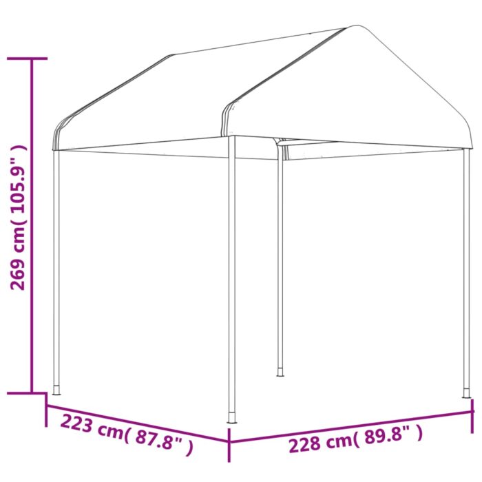 Κιόσκι με Τέντα Λευκό 6,69 x 2,28 x 2,69 μ. από Πολυαιθυλένιο - Image 6