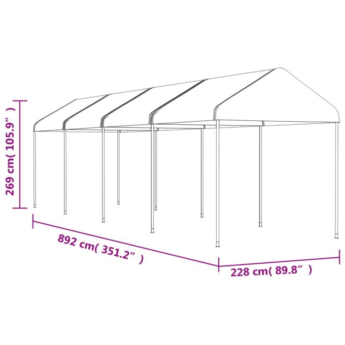 Κιόσκι με Τέντα Λευκό 8,92 x 2,28 x 2,69 μ. από Πολυαιθυλένιο - Image 5