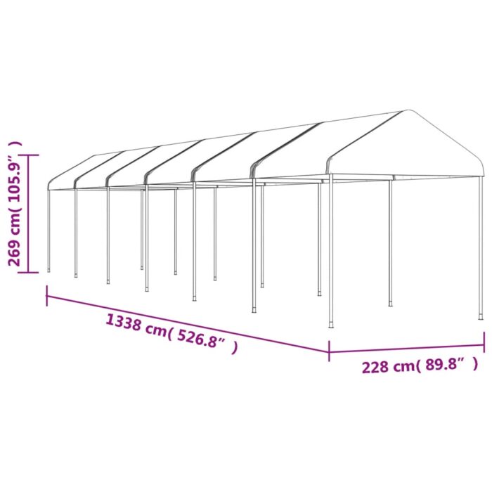 Κιόσκι με Τέντα Λευκό 13,38 x 2,28 x 2,69 μ. από Πολυαιθυλένιο - Image 5