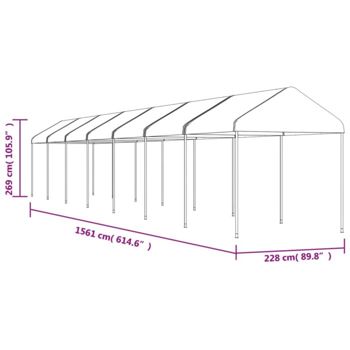 Κιόσκι με Τέντα Λευκό 15,61 x 2,28 x 2,69 μ. από Πολυαιθυλένιο - Image 5