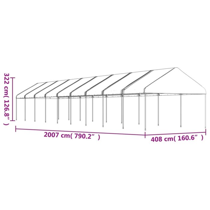 Κιόσκι με Τέντα Λευκό 20,07 x 4,08 x 3,22 μ. από Πολυαιθυλένιο - Image 5