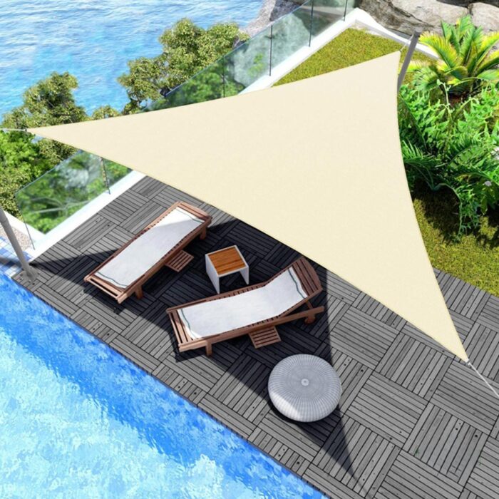 Πανί Σκίασης Τρίγωνο Ε220 180gr/m² Εκρού 5x5x5m Mε Κρίκους - Image 3