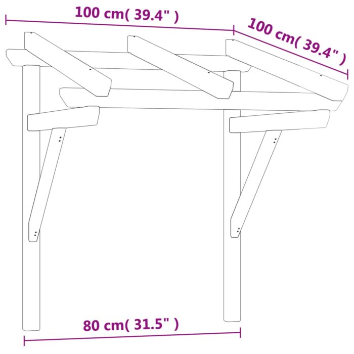 Στέγαστρο Πόρτας 100x100x80 εκ. Εμποτισμένο Μασίφ Ξύλο Πεύκου - Image 7