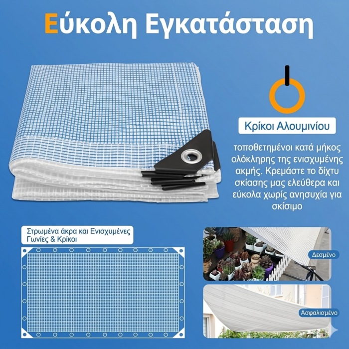 Μουσαμάς Αδιάβροχος 1,5Χ2m 100γρ./μ² διάφανος με νήμα και κρίκους περιμετρικά - Image 4