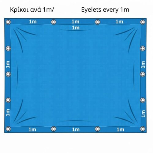 Μπλε μουσαμάς Ελαφρύς τύπος μπουντούζια (κρίκους) σε όλες τις πλευρές περιμετρικά BRADAS. H απόλυτη οικονομία στην κάλυψη. Κάλυμμα για<strong> ελαφρές, προσωρινές καλύψεις.</strong> Ο αδιάβροχος μουσαμάς μας είναι η αξιόπιστη λύση για όσους χρειάζονται <strong data-start="232" data-end="278">προστασία από βροχή, ελαφρύ άνεμο και ήλιο</strong>, σε κάθε χώρο. Ιδανικός για χρήση <strong data-start="325" data-end="383">στον κήπο, σε εργοτάξια, στη μεταφορά ή την αποθήκευση</strong>, προσφέρει άμεση, οικονομική και αποτελεσματική κάλυψη για ξύλα, οχήματα, έπιπλα κήπου, υλικά οικοδομής και κάθε αντικείμενο που εκτίθεται σε ήπια καιρικά φαινόμενα. <p data-start="535" data-end="910">Χάρη στην<strong data-start="544" data-end="572"> κατασκευή του</strong>, αντέχει σε ελαφρές μηχανικές καταπονήσεις και συνθήκες, ενώ η <strong data-start="637" data-end="664">αδιάβροχη επιφάνειά του</strong> εξασφαλίζει ότι τα αντικείμενά σας παραμένουν στεγνά και ασφαλή. Τα <strong data-start="733" data-end="763">μεταλλικά κρίκοι στερέωσης</strong> διευκολύνουν το γρήγορο και σταθερό δέσιμο όπου χρειάζεται, ενώ η <strong data-start="830" data-end="860">αντοχή στην UV ακτινοβολία</strong> προστατεύει τον μουσαμά από φθορά και ξεθώριασμα.</p> <p data-start="912" data-end="1101">Οι <strong data-start="915" data-end="936">ενισχυμένες άκρες</strong> προσφέρουν μέτρια διάρκεια ζωής, ώστε να αποτελεί μια οικονομική και πρακτική επιλογή για κάθε επαγγελματία ή ιδιώτη που θέλει κορυφαία σχέση ποιότητας–αντοχής. <span style="color: #ff0000;"><strong>Δεν συνιστάται για μόνιμα σκέπαστρα ή δυνατούς ανέμους. Μεγάλη ποικιλία διαστάσεων για να καλύψει πλήθος αναγκών. <em data-start="1103" data-end="1114">Σημείωση:</em> Λόγω τεχνικών προδιαγραφών, το πραγματικό βάρος και οι διαστάσεις του μουσαμά ενδέχεται να διαφέρουν κατά: – Βάρος: ±4% – Πλάτος: ±5% – Μήκος: ±5%</strong></span></p> <p data-start="1103" data-end="1267">---------------</p> μουσαμάς μπλε 1μ