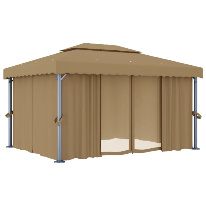 Κιόσκι με Κουρτίνα Taupe 4 x 3 μ. Αλουμινίου - Image 2