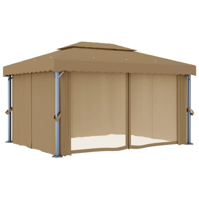 Κιόσκι με Κουρτίνα Taupe 4 x 3 μ. Αλουμινίου - Image 3