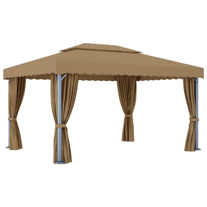 Κιόσκι με Κουρτίνα Taupe 4 x 3 μ. Αλουμινίου - Image 4