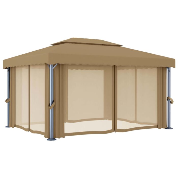Κιόσκι με Κουρτίνα Taupe 4 x 3 μ. Αλουμινίου - Image 5