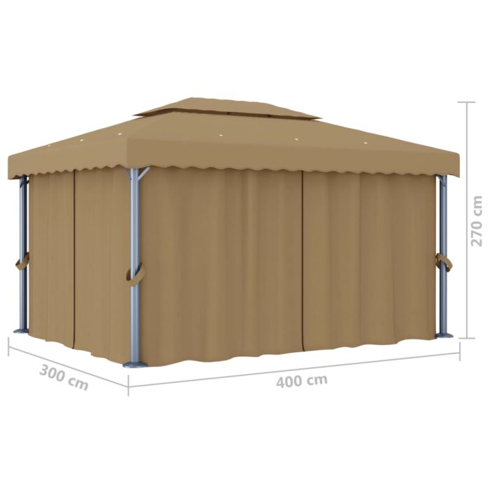 Κιόσκι με Κουρτίνα Taupe 4 x 3 μ. Αλουμινίου - Image 7