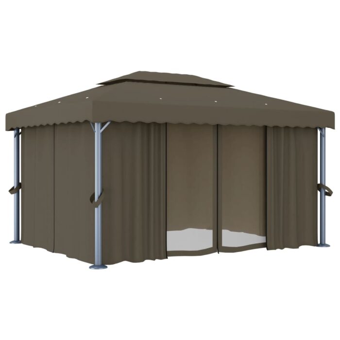 Κιόσκι με Κουρτίνα και Φωτάκια LED Taupe 4 x 3 μ. - Image 4