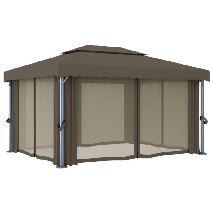 Κιόσκι με Κουρτίνα και Φωτάκια LED Taupe 4 x 3 μ. - Image 6
