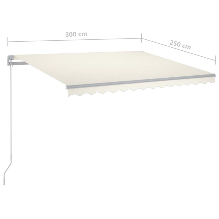 Τέντα Συρόμενη Χειροκίνητη με LED Κρεμ 300 x 250 εκ. - Image 7