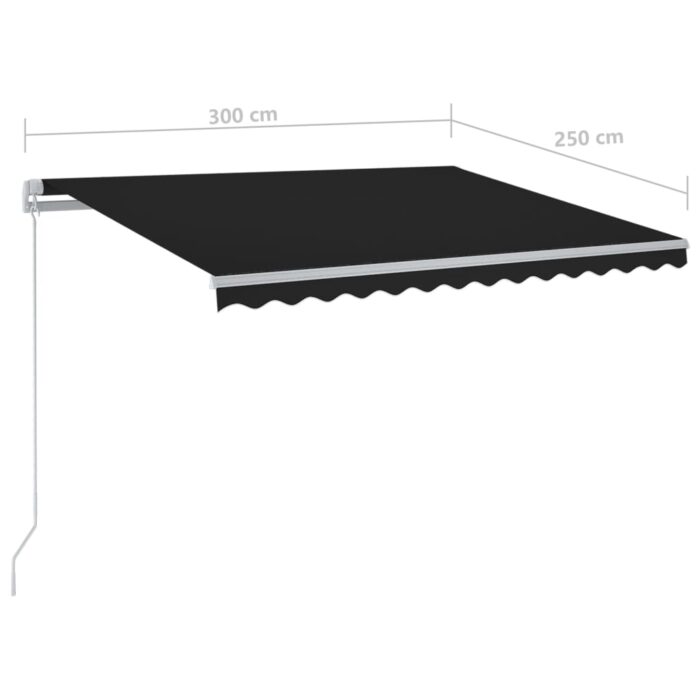 Τέντα Συρόμενη Χειροκίνητη με LED Ανθρακί 300 x 250 εκ. - Image 7