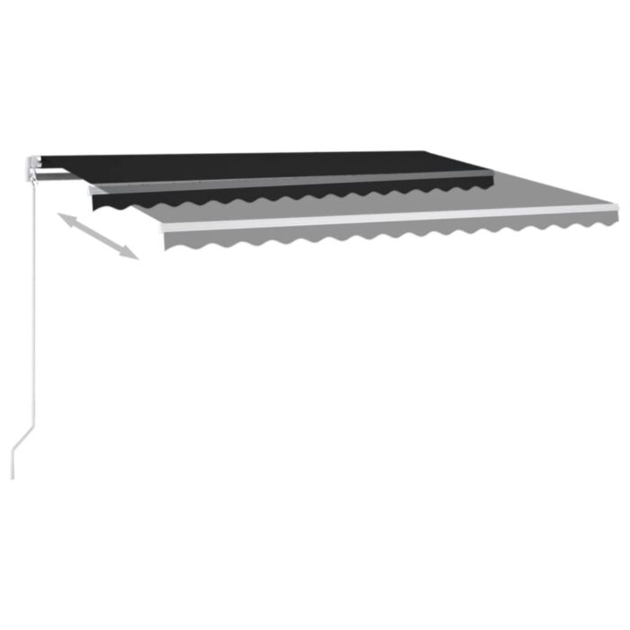 Τέντα Συρόμενη Χειροκίνητη με LED Ανθρακί 450 x 300 εκ. - Image 4