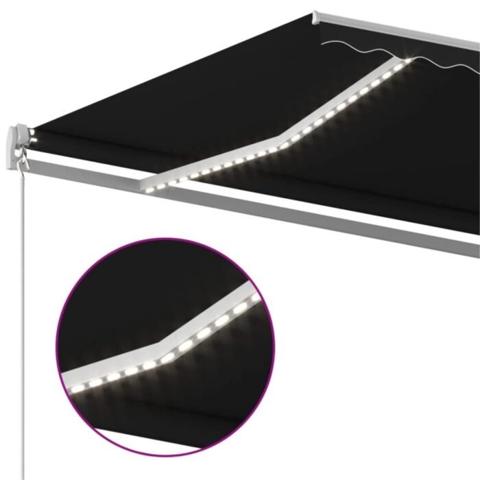 Τέντα Συρόμενη Χειροκίνητη με LED Ανθρακί 450 x 300 εκ. - Image 5