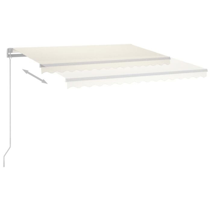 Τέντα Συρόμενη Χειροκίνητη με LED Κρεμ 400 x 350 εκ. - Image 4