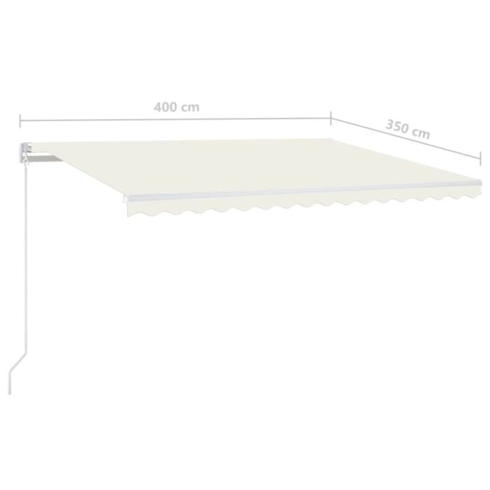 Τέντα Συρόμενη Χειροκίνητη με LED Κρεμ 400 x 350 εκ. - Image 7
