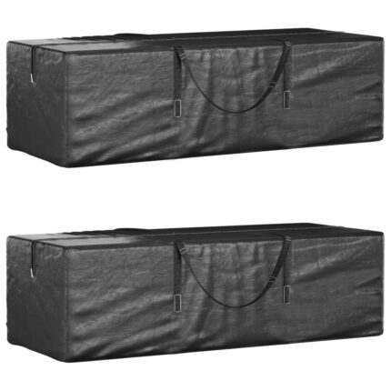 vidaXL Τσάντες Αποθ. Μαξιλαριών 2 τεμ Μαύρες 135x40x55εκ Πολυαιθυλένιο