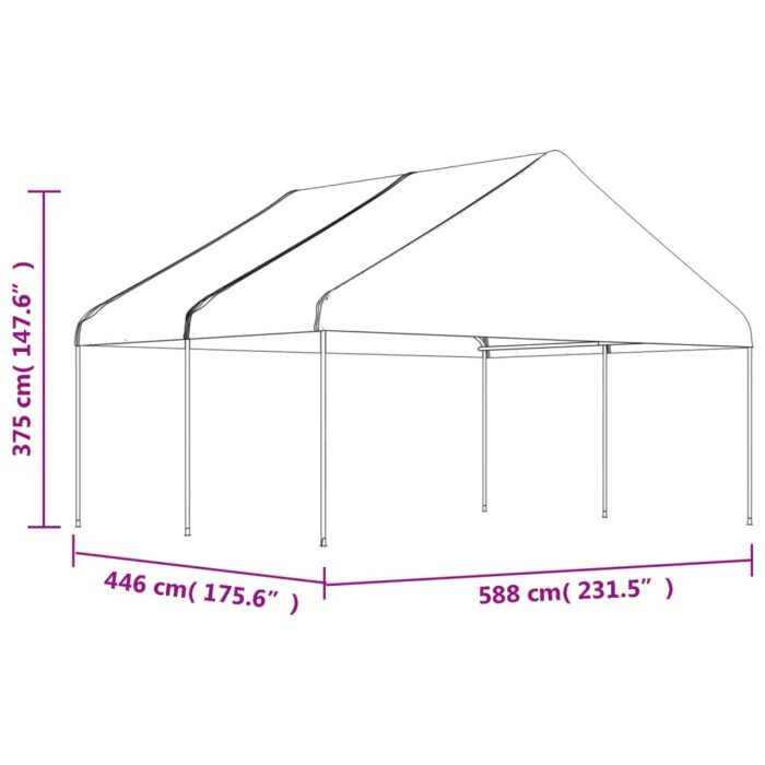 Κιόσκι με Τέντα Λευκό 4,46 x 5,88 x 3,75 μ. από Πολυαιθυλένιο - Image 5