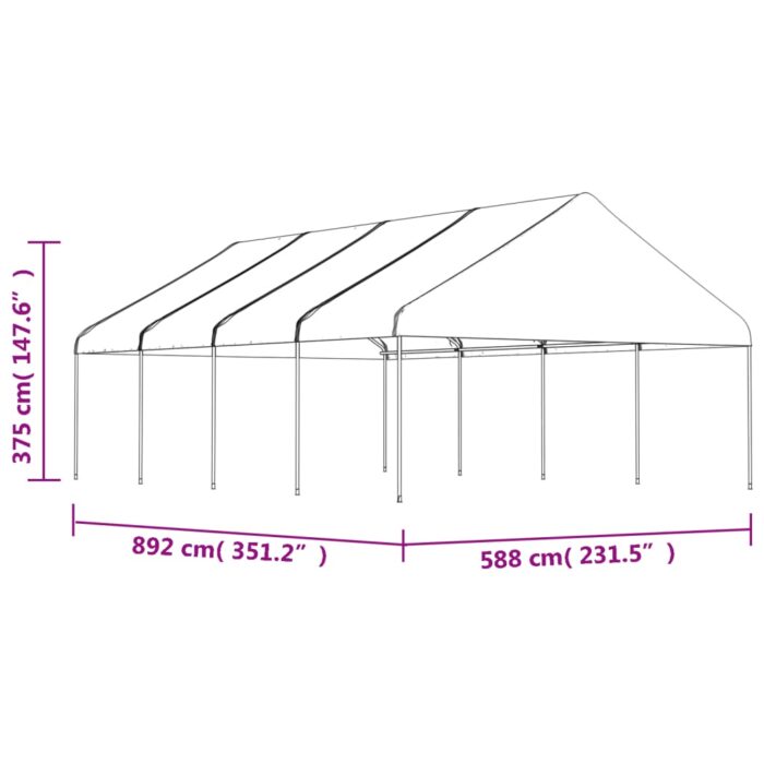 Κιόσκι με Τέντα Λευκό 8,92 x 5,88 x 3,75 μ. από Πολυαιθυλένιο - Image 5