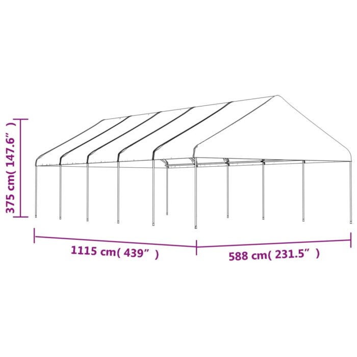 Κιόσκι με Τέντα Λευκό 11,15 x 5,88 x 3,75 μ. από Πολυαιθυλένιο - Image 5