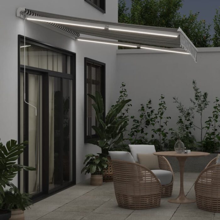 Τέντα Πτυσσόμενη Χειροκίνητη με LED Ανθρακί / Λευκή 300x250 εκ. - Image 3