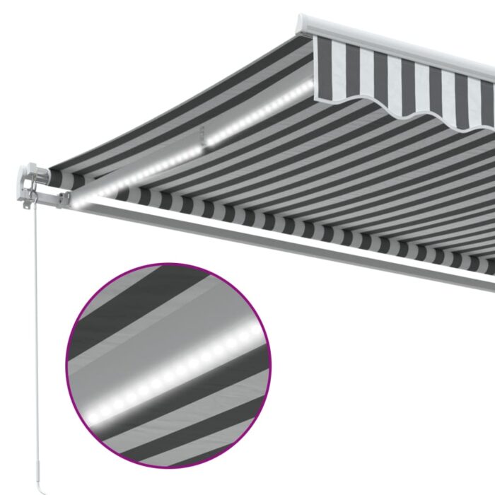 Τέντα Πτυσσόμενη Χειροκίνητη με LED Ανθρακί / Λευκή 300x250 εκ. - Image 7