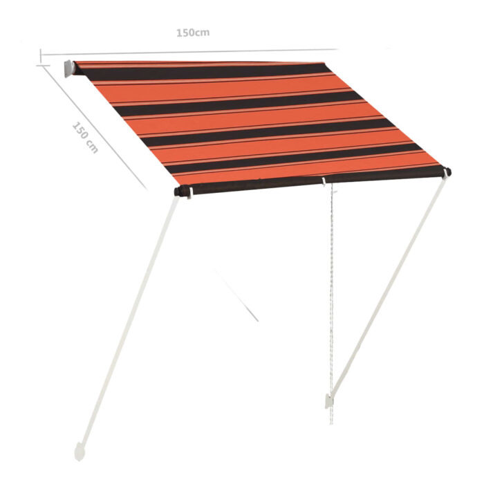 Τέντα Συρόμενη Πορτοκαλί / Καφέ 150 x 150 εκ. - Image 7