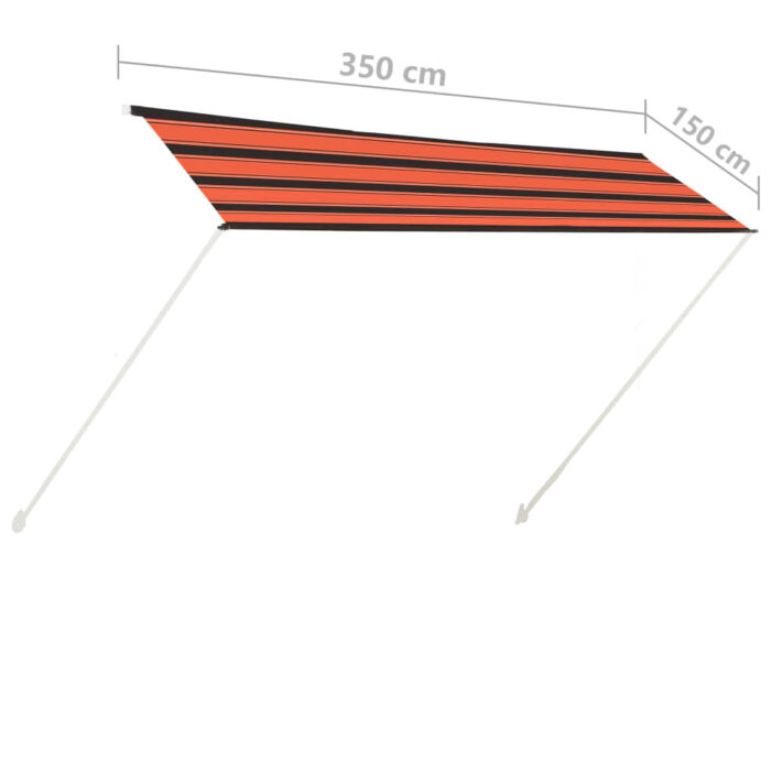 Τέντα Συρόμενη Πορτοκαλί / Καφέ 350 x 150 εκ. - Image 7
