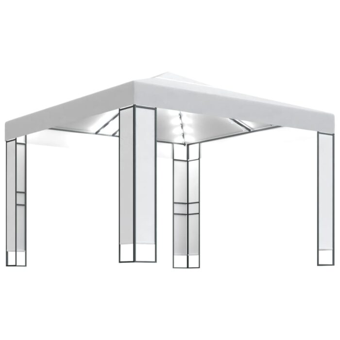 Κιόσκι με Διπλή Οροφή και Φωτάκια LED Λευκό 3 x 3 μ. - Image 2