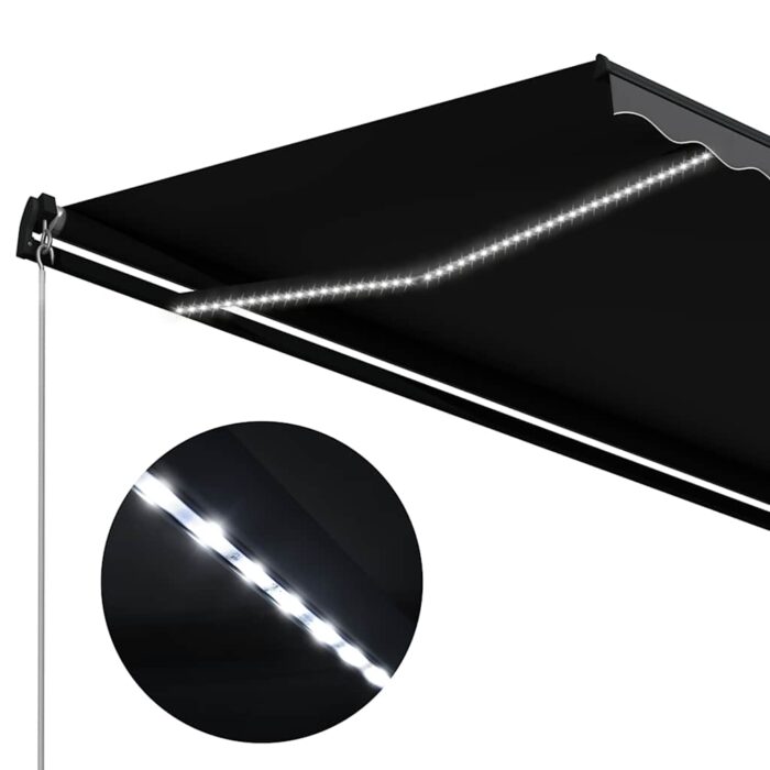 Τέντα Συρόμενη Χειροκίνητη με LED Ανθρακί 350 x 250 εκ. - Image 6