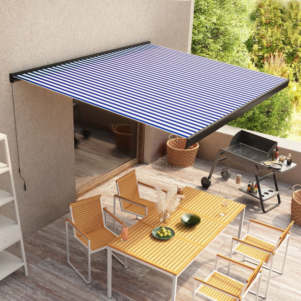 vidaXL Τέντα Κασετίνα Χειροκίνητη Μπλε / Λευκή 350 x 250 εκ. vidaXL Τέντα Κασετίνα Χειροκίνητη Μπλε / Λευκή 350 x 250 εκ.