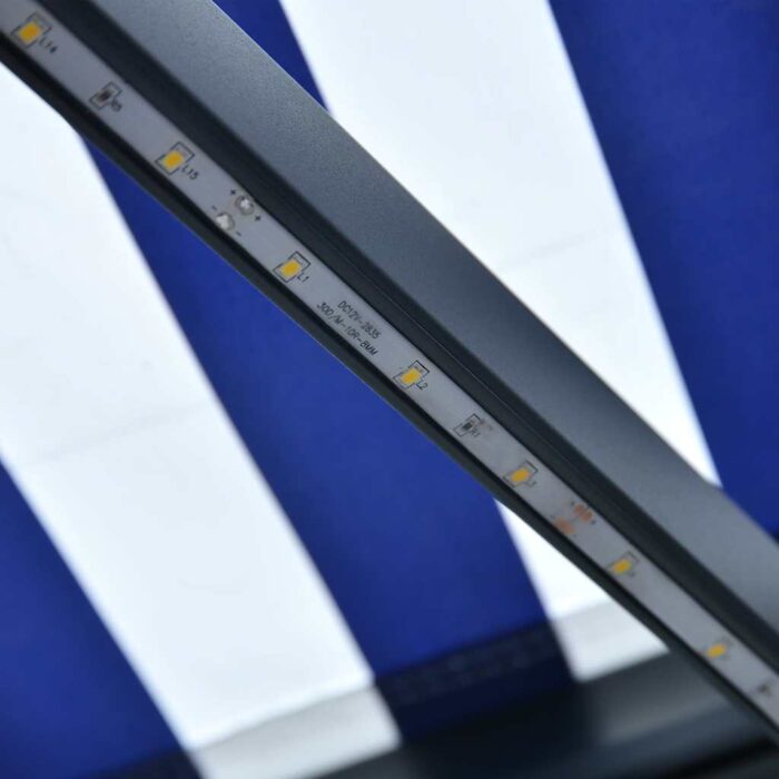 Τέντα Συρόμενη Χειροκίνητη με LED Μπλε/Λευκό 300 x 250 εκ. - Image 6