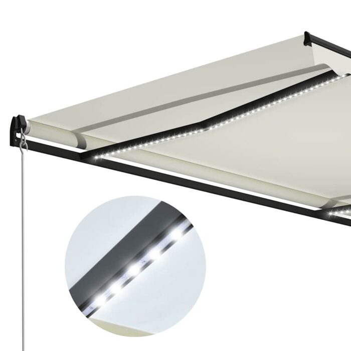 Τέντα Συρόμενη Χειροκίνητη με LED Κρεμ 300 x 250 εκ. - Image 5
