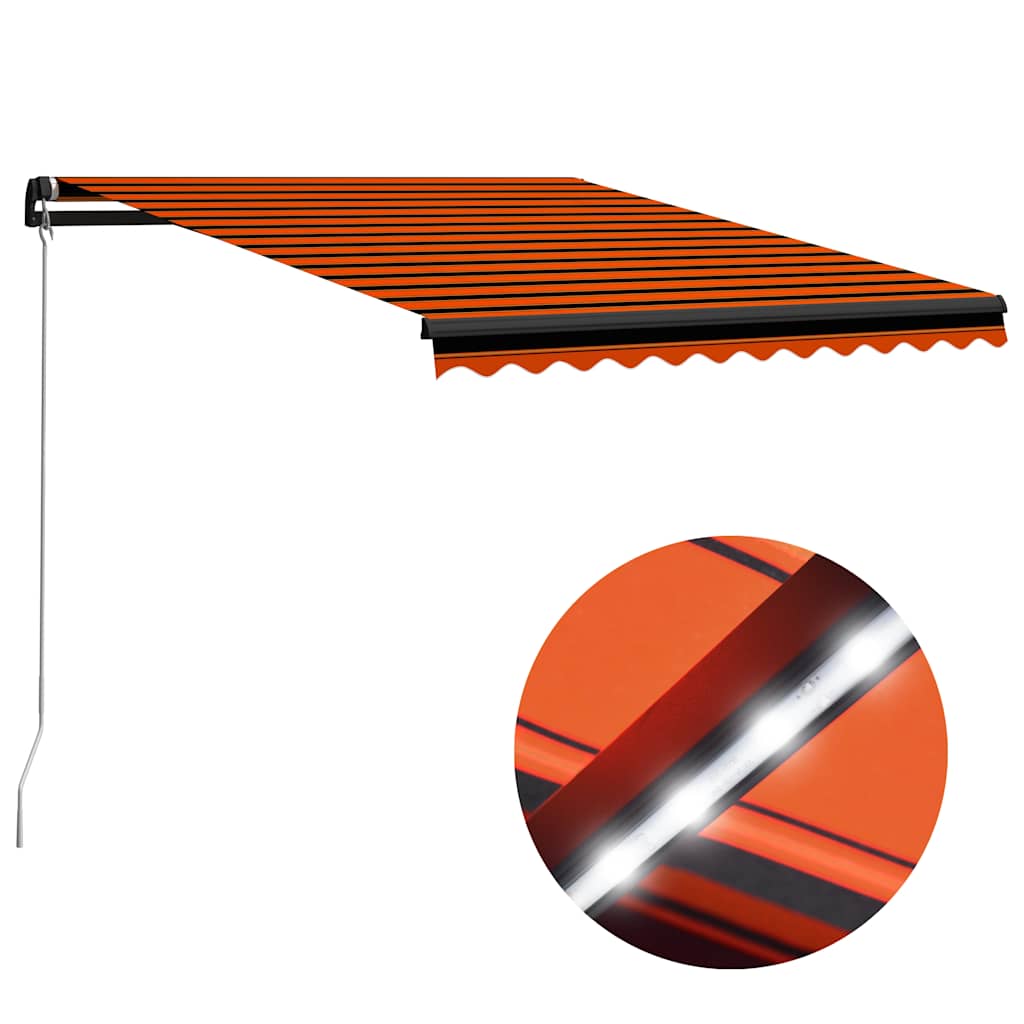 vidaXL Τέντα Συρόμενη Χειροκίνητη με LED Πορτοκαλί/Καφέ 350 x 250 εκ. vidaXL Τέντα Συρόμενη Χειροκίνητη με LED Πορτοκαλί/Καφέ 350 x 250 εκ.