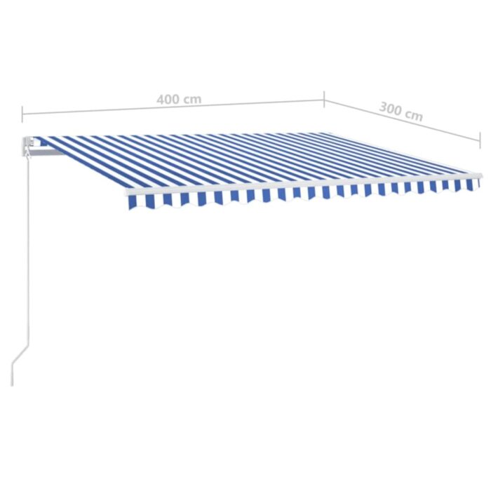Τέντα Συρόμενη Χειροκίνητη με LED Μπλε / Λευκό 400 x 300 εκ. - Image 7