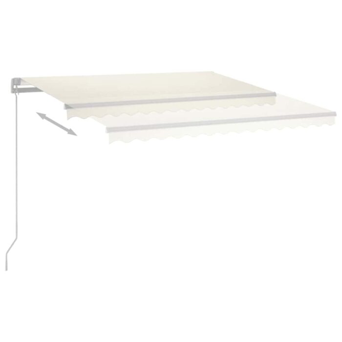 Τέντα Συρόμενη Χειροκίνητη με LED Κρεμ 400 x 300 εκ. - Image 4