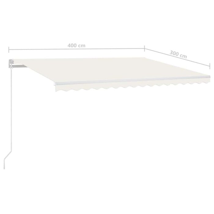 Τέντα Συρόμενη Χειροκίνητη με LED Κρεμ 400 x 300 εκ. - Image 7