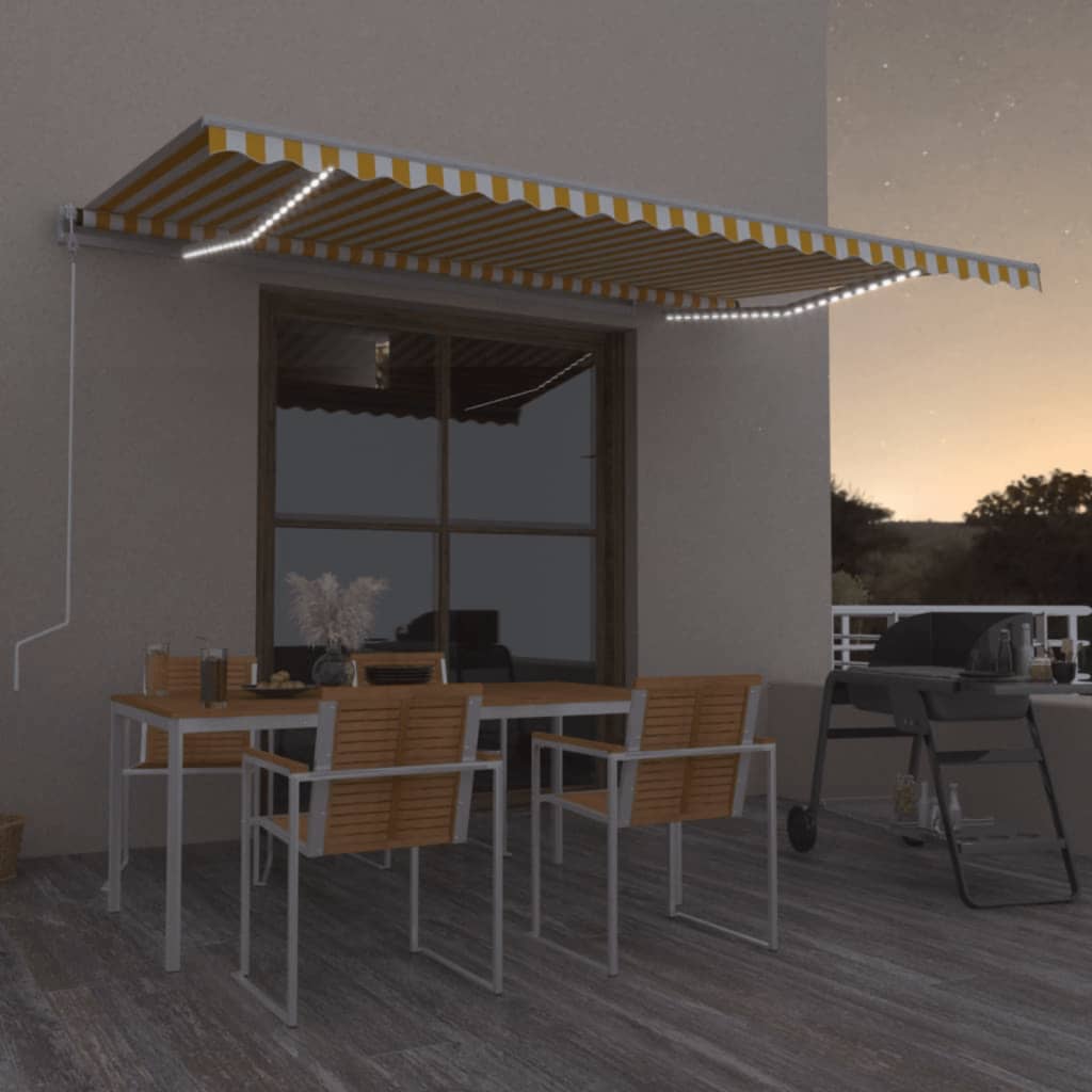 vidaXL Τέντα Αυτόματη με LED & Αισθ. Ανέμου Κίτρινο/Λευκό 500x300 εκ. vidaXL Τέντα Αυτόματη με LED & Αισθ. Ανέμου Κίτρινο/Λευκό 500x300 εκ.