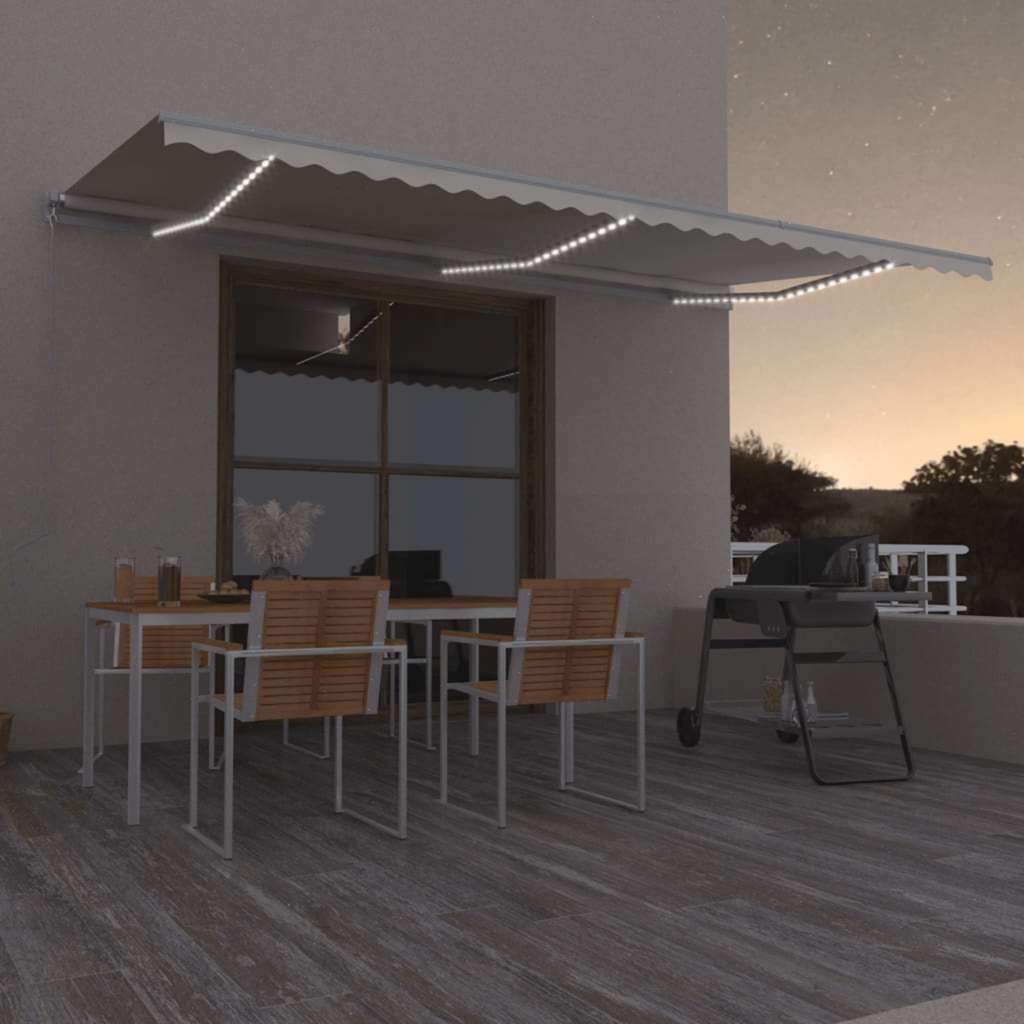 vidaXL Τέντα Συρόμενη Χειροκίνητη με LED Κρεμ 600 x 300 εκ. vidaXL Τέντα Συρόμενη Χειροκίνητη με LED Κρεμ 600 x 300 εκ.