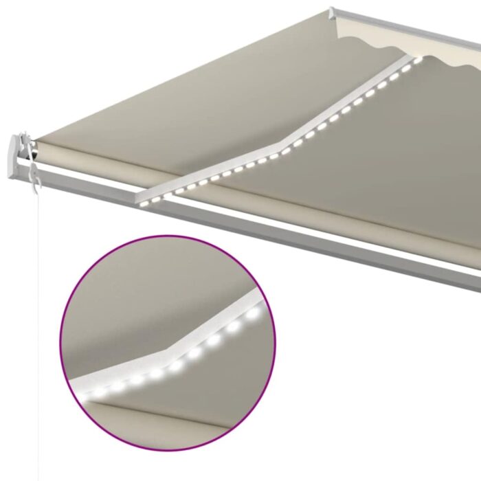 Τέντα Αυτόματη με LED & Αισθητήρα Ανέμου Κρεμ 600 x 300 εκ. - Image 5