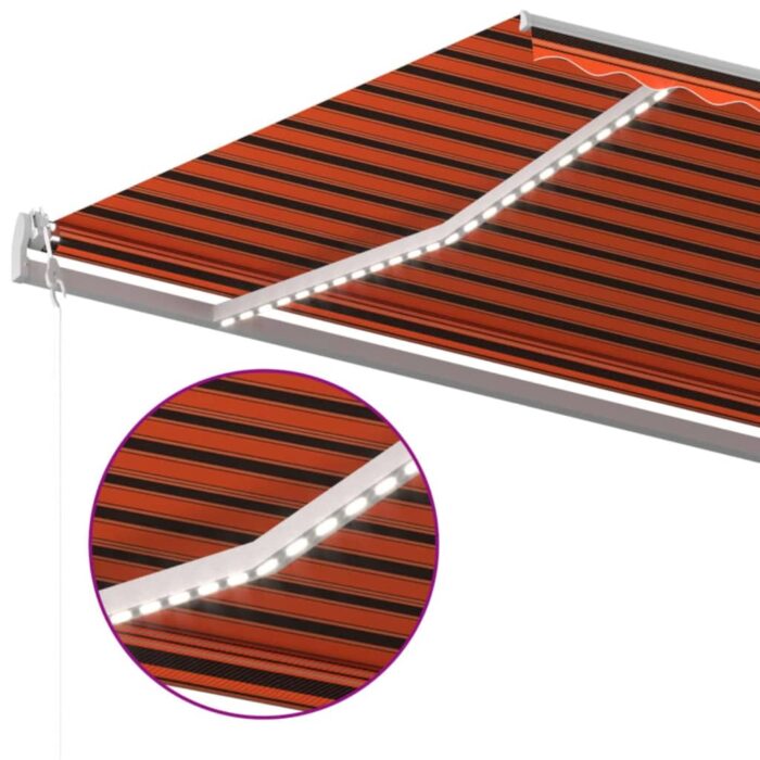 Τέντα Αυτόματη με LED&Αισθητ. Ανέμου Πορτοκαλί/Καφέ 600x300 εκ. - Image 5