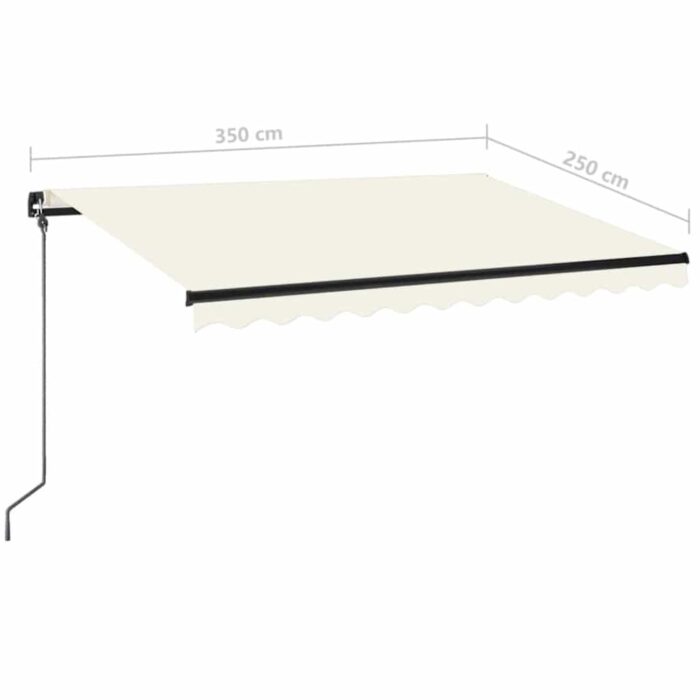 Τέντα Συρόμενη Χειροκίνητη με LED Κρεμ 350 x 250 εκ. - Image 6